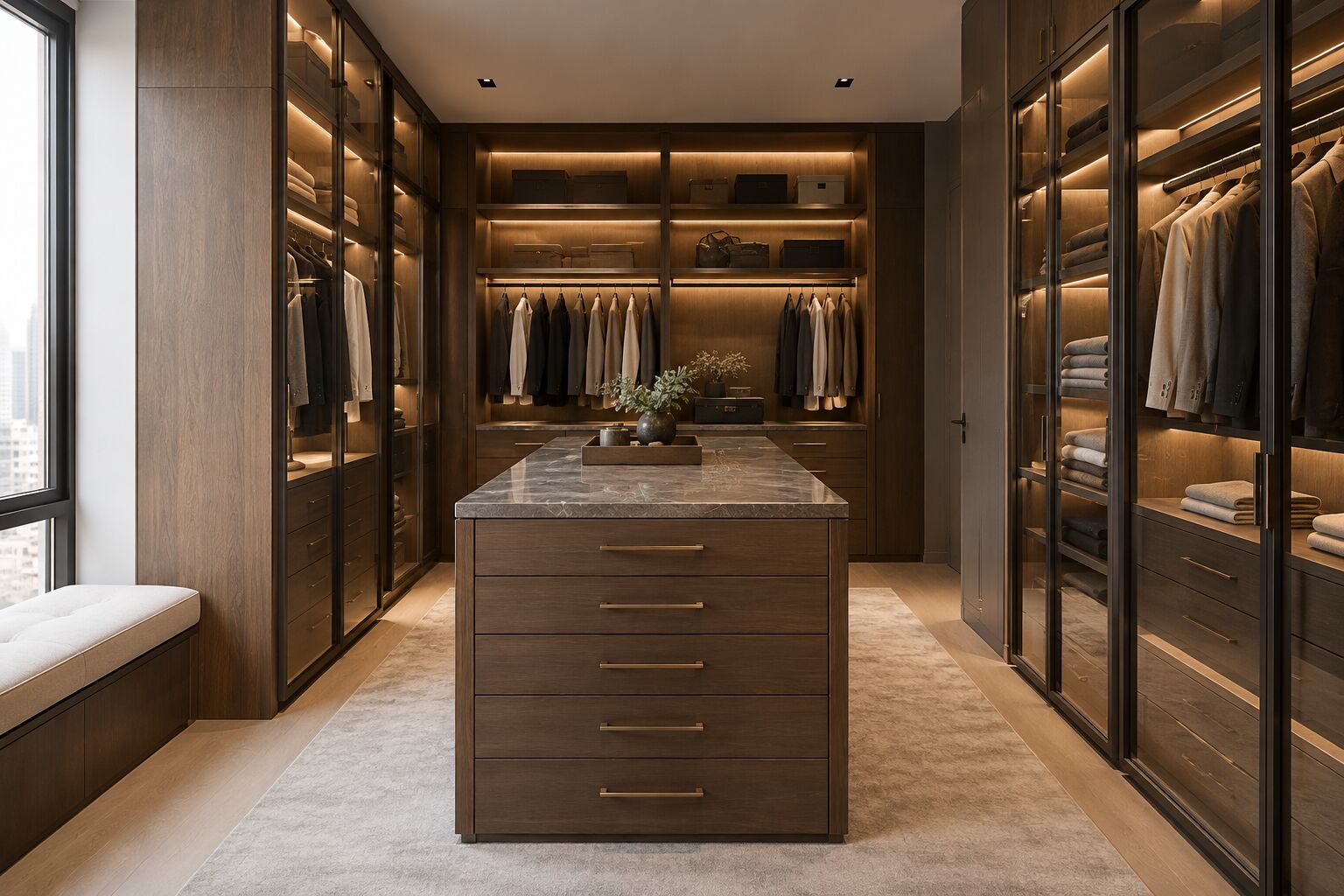 Smoked oak walk-in closet